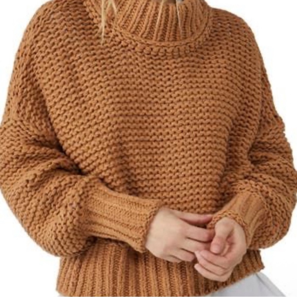 Free People Warm Brown Turtleneck Sweater